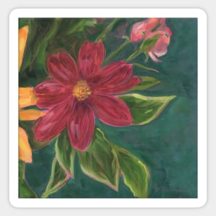 Red Dahlia Flower Sticker